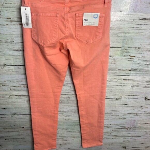 Paige Skyline Ankle Peg Flamingo Pink Jeans Sz 25 NWT - Picture 8 of 9